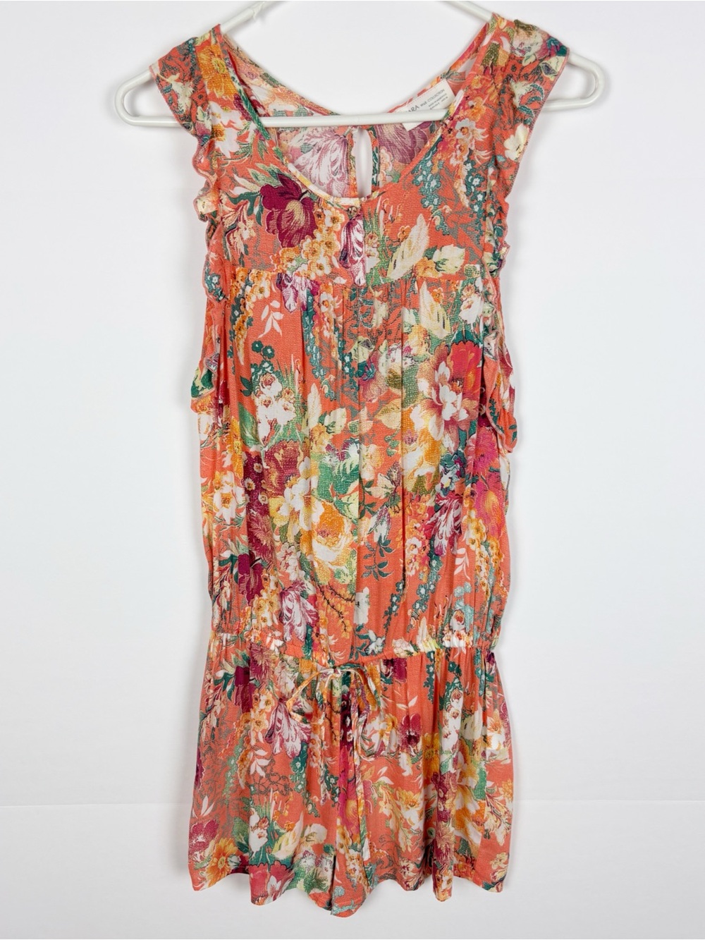 Zara W&B Collection Romper Size Small Floral Ruffle Sleeve Feminine Boho Viscose